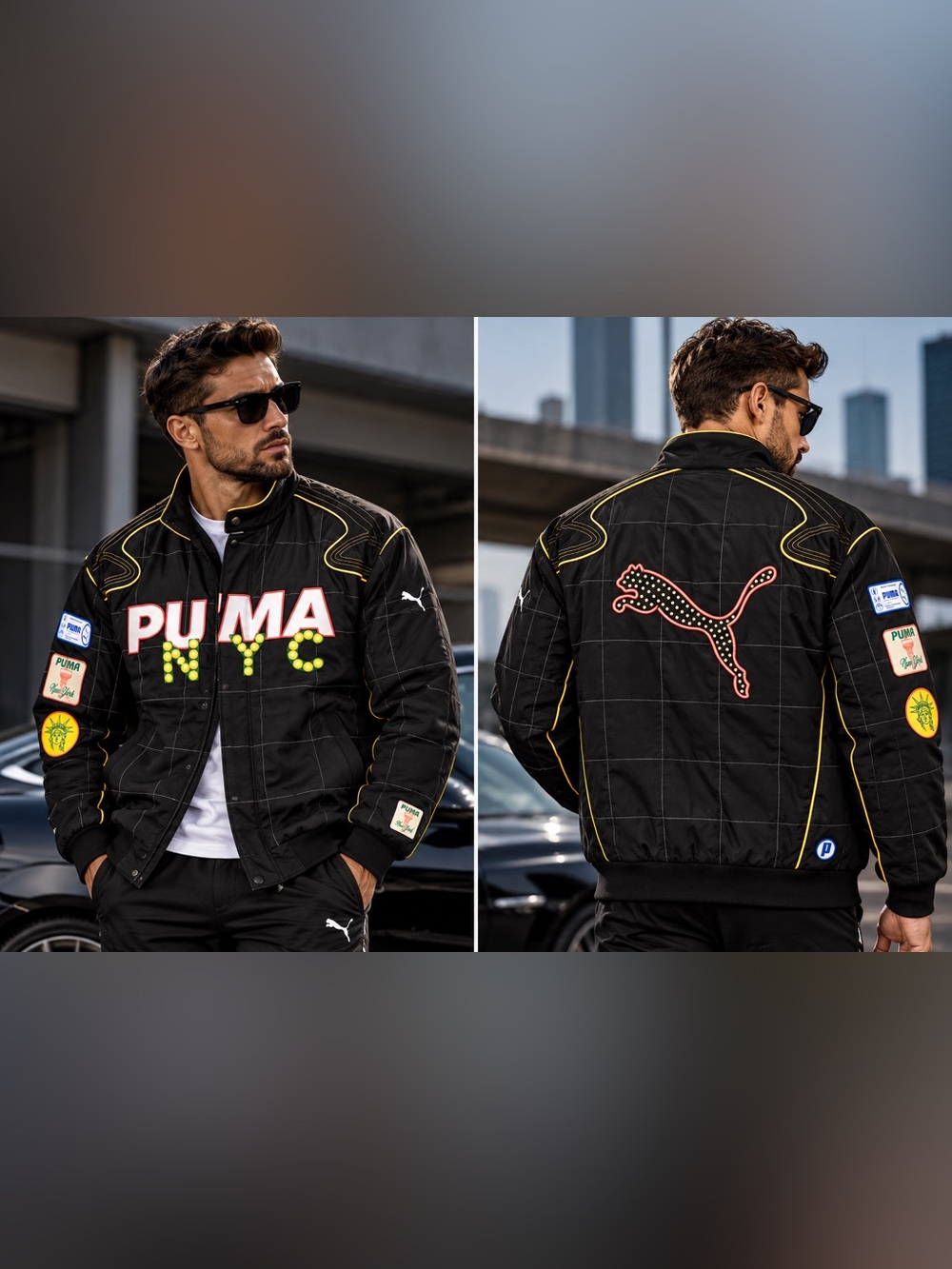 PUMA NYC Racer Jacket Men’s Black Y2K Motorsport Streetwear NWT